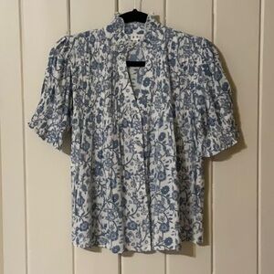 THML Floral Blue and White Women's Top. Size XS